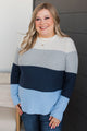 All About Spring Color Block Knit Sweater- Blue & Grey