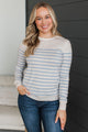 Enchanting Gazes Striped Sweater- Ivory & Chambray