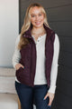 Certainly Adorable Puffer Vest- Plum