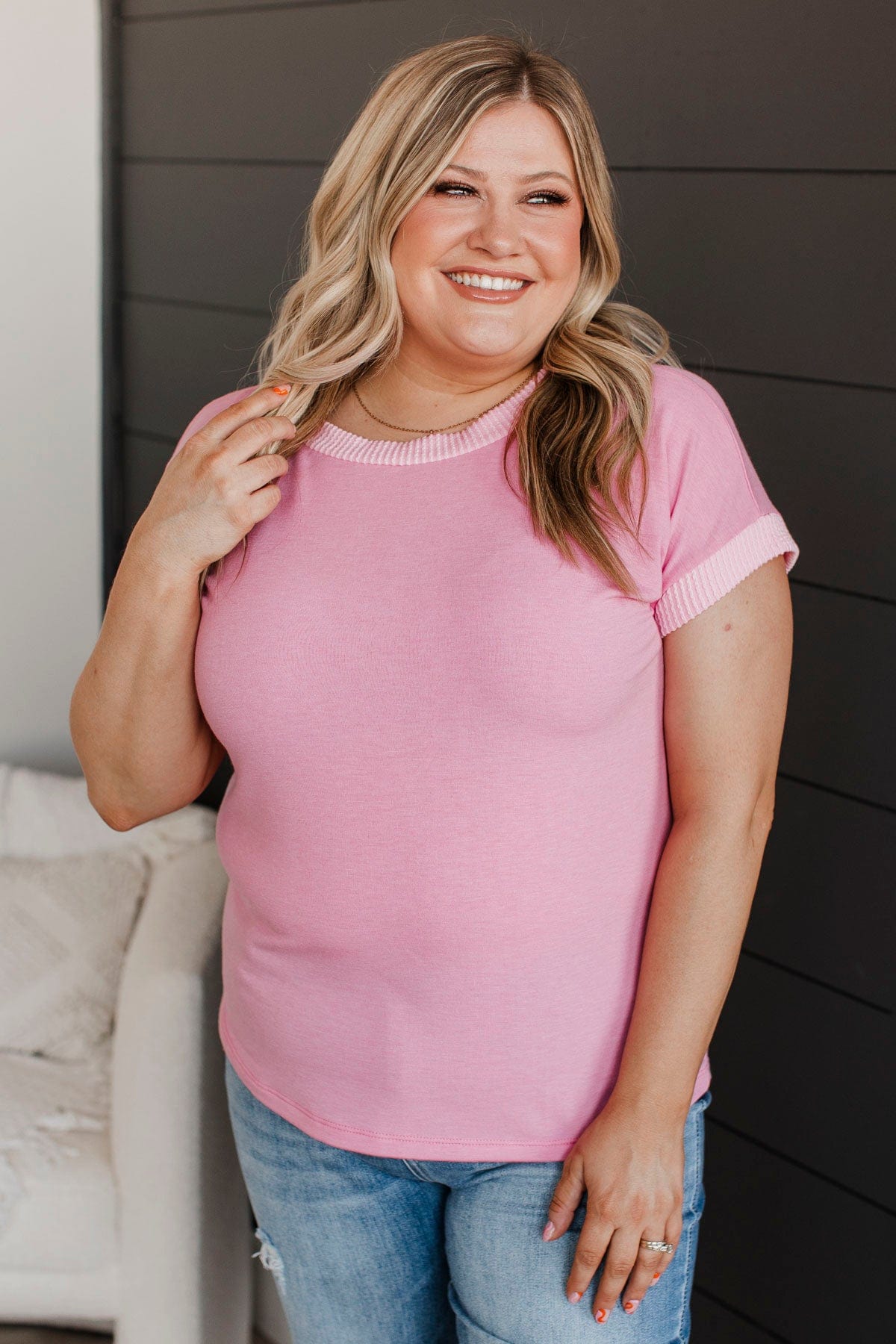 Keeping It Simple Short Sleeve Top- Pink