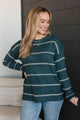 Looking Marvelous Striped Sweater- Dark Teal