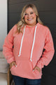 Excellent Mood Drawstring Hoodie- Peach