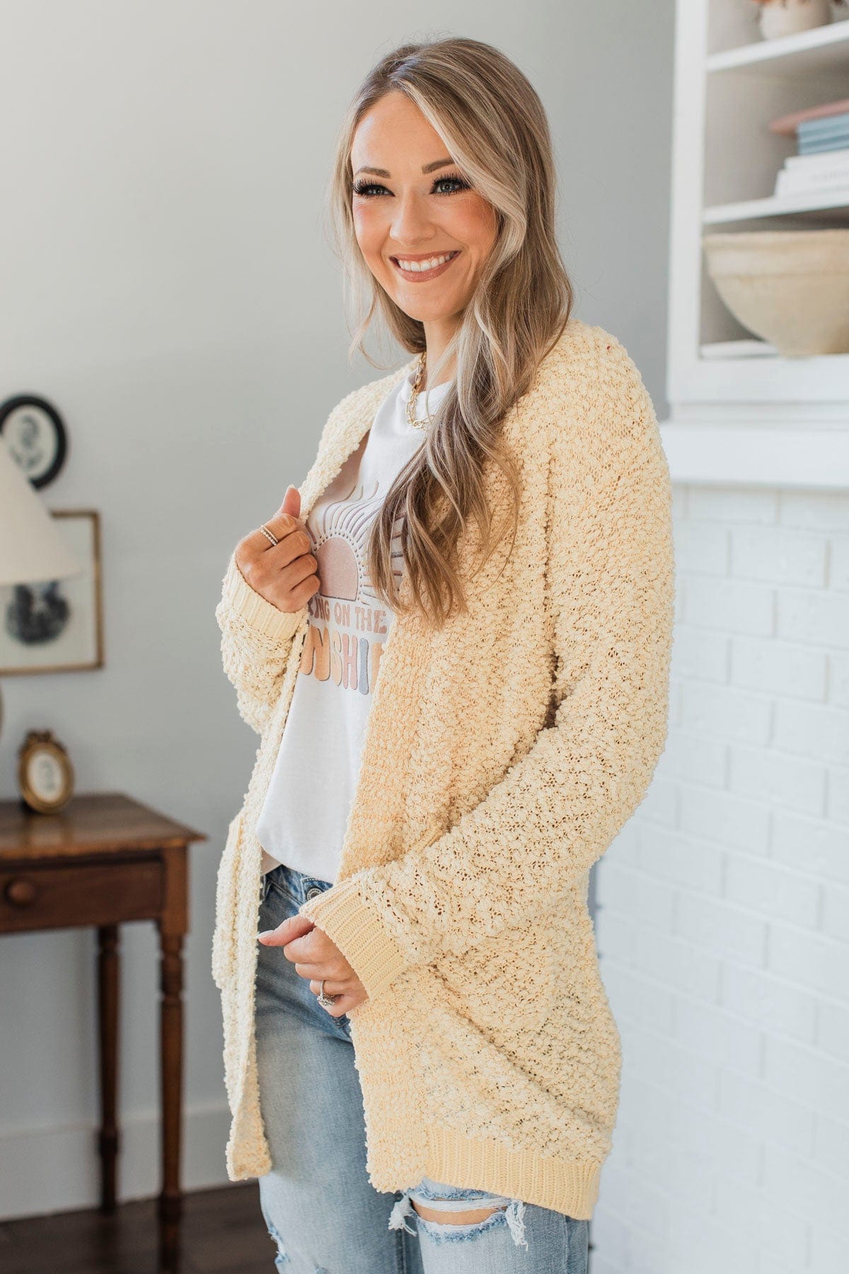 Pale yellow cardigan sweater best sale