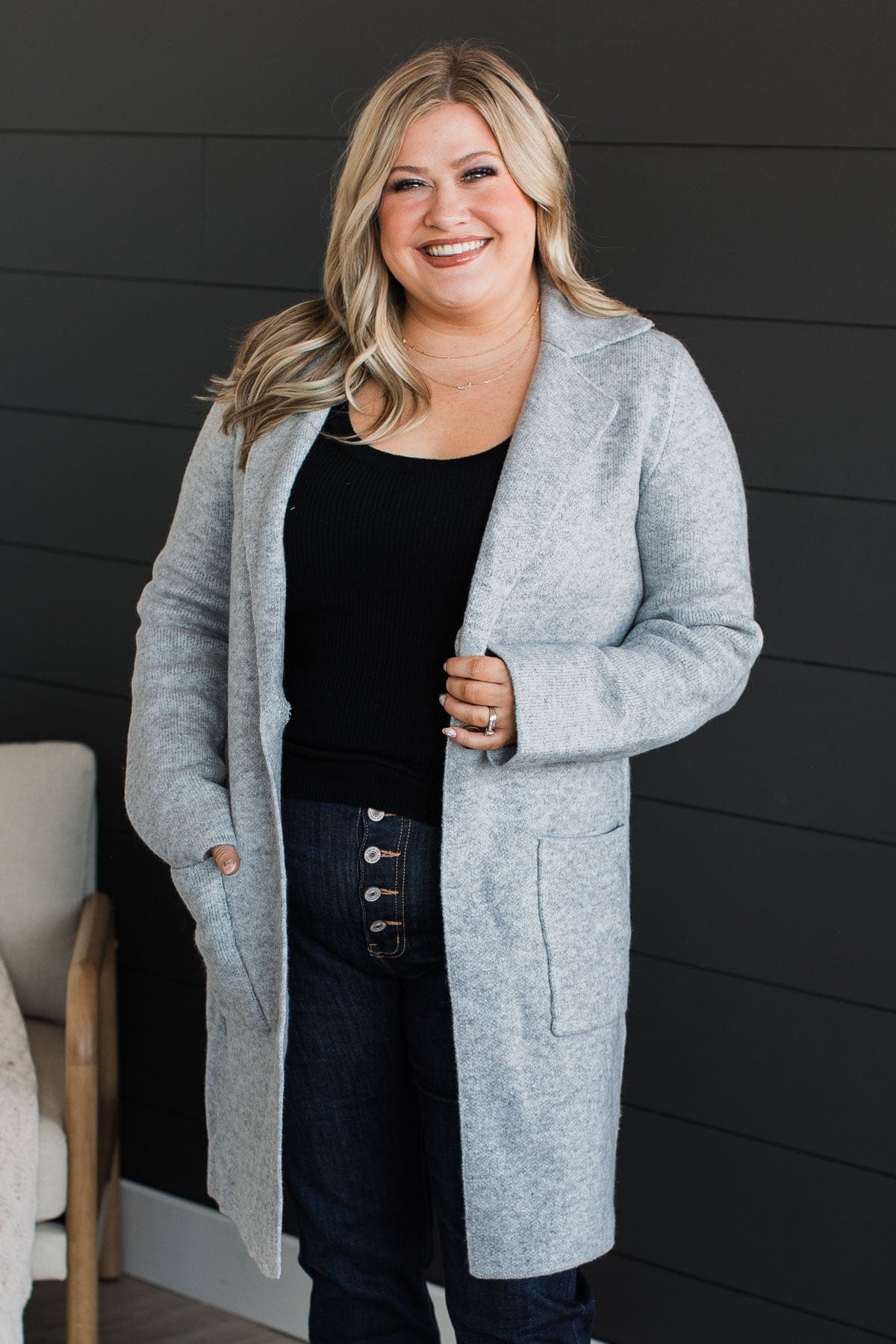 The Catherine - Women's Plus Size Cardigan in Charcoal – Apple