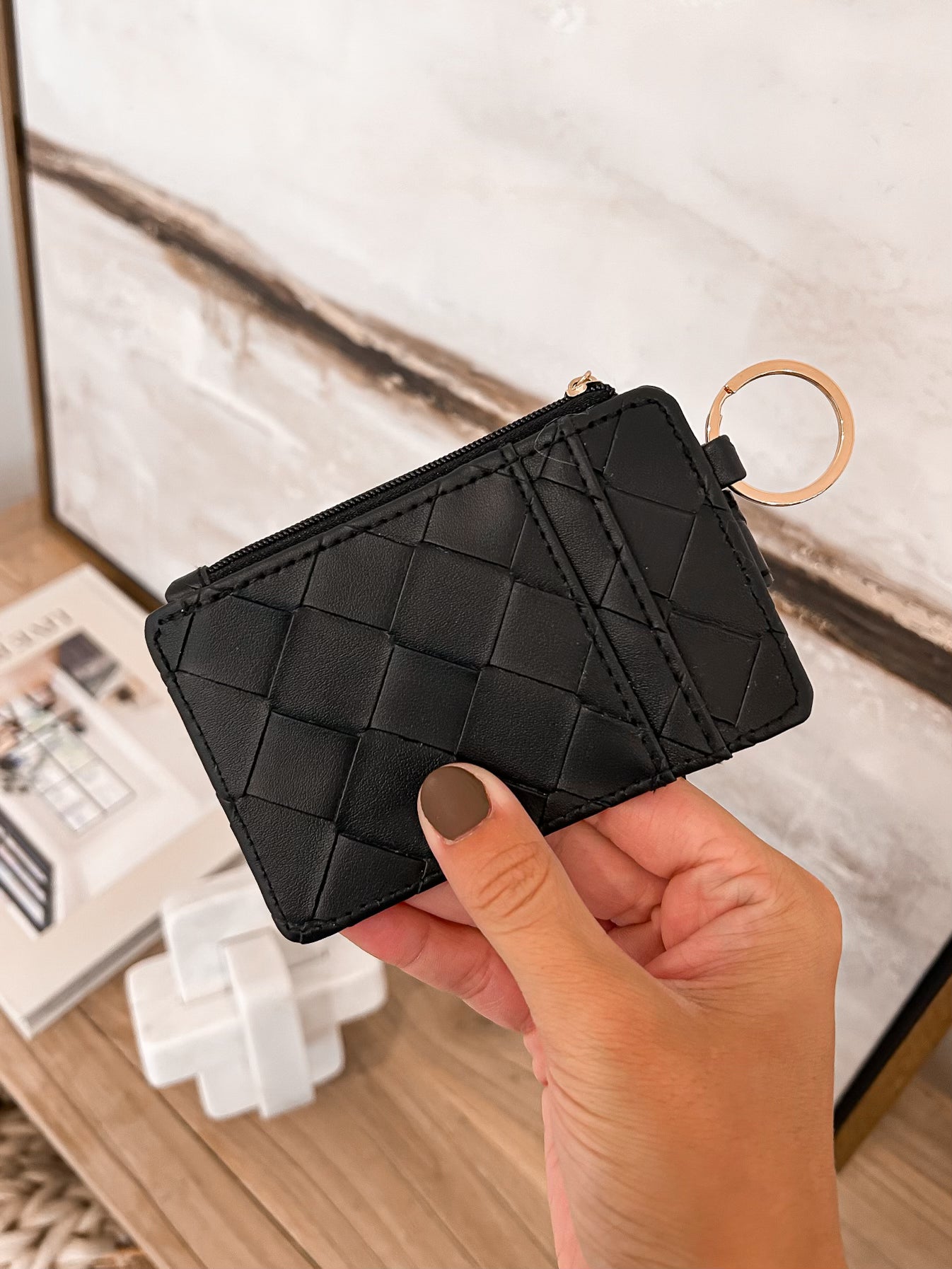 The Darling Effect Woven Keychain Card Wallet- Black