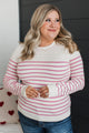 Enchanting Gazes Striped Sweater- Ivory & Pink