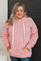 Excellent Mood Drawstring Hoodie- Light Pink