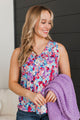 Exceptionally Sweet Floral Tank Top- Purple & Blue