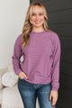 Brighten My Day Striped Pullover Top- Purple