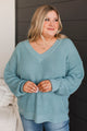 Inspiring Love V-Neck Sweater- Dusty Teal