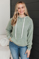 Excellent Mood Drawstring Hoodie- Dusty Sage