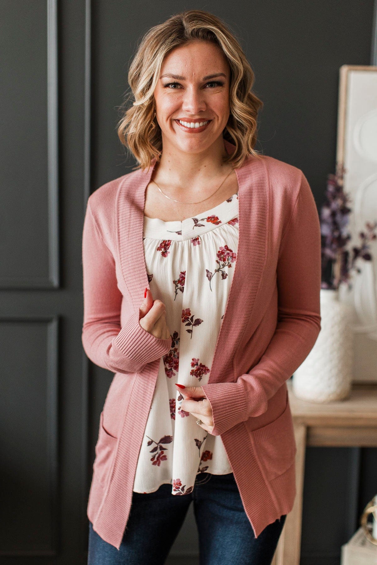 Comfortable With Myself Knit Cardigan- Blush