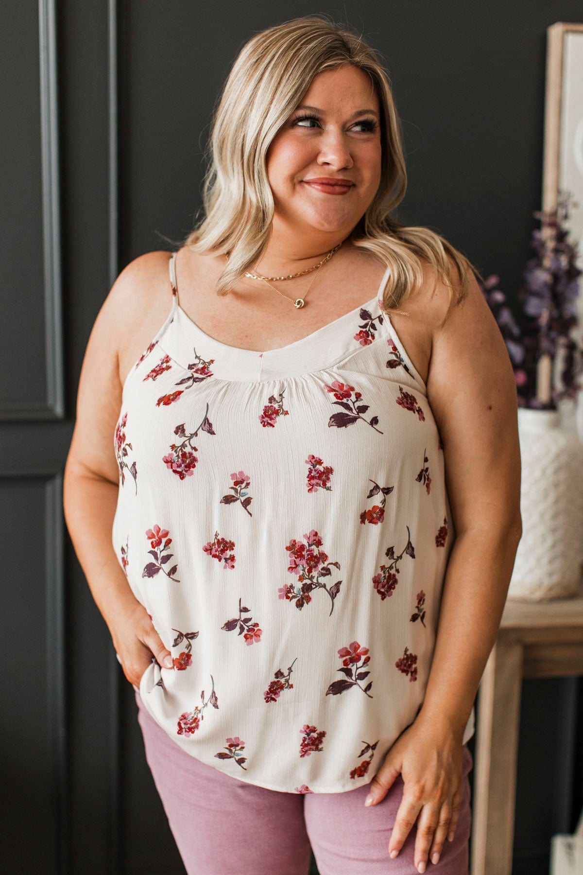 Everything It Takes Floral Tank Top- White & Pink