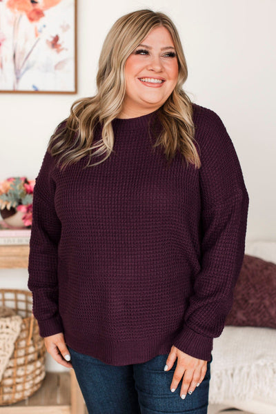 Captivating In Color Knit Sweater- Eggplant – The Pulse Boutique