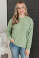 Brighten My Day Striped Pullover Top- Light Olive