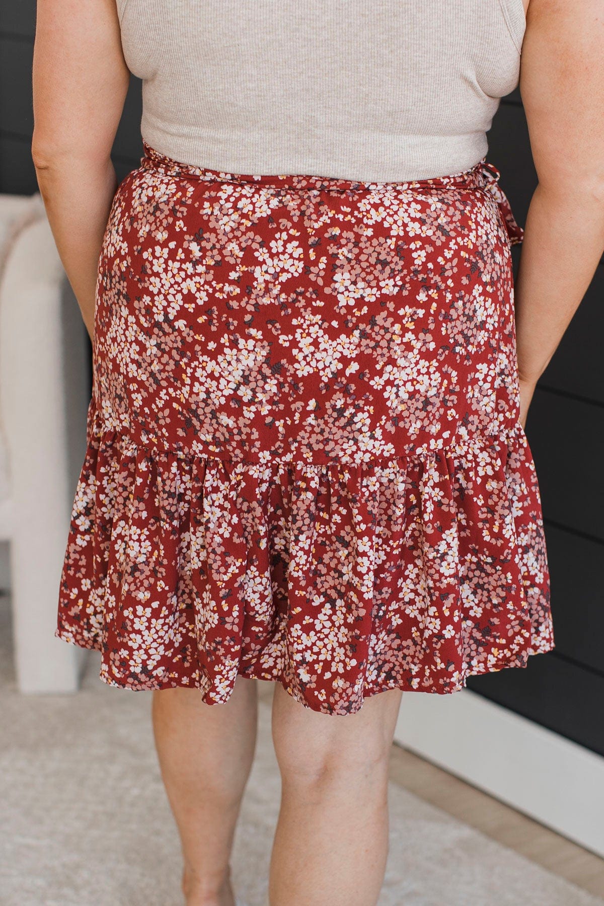 Bring On The Party Floral Skirt- Rust