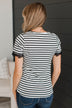 Just The Sweetest Striped Lace Top- Black & White