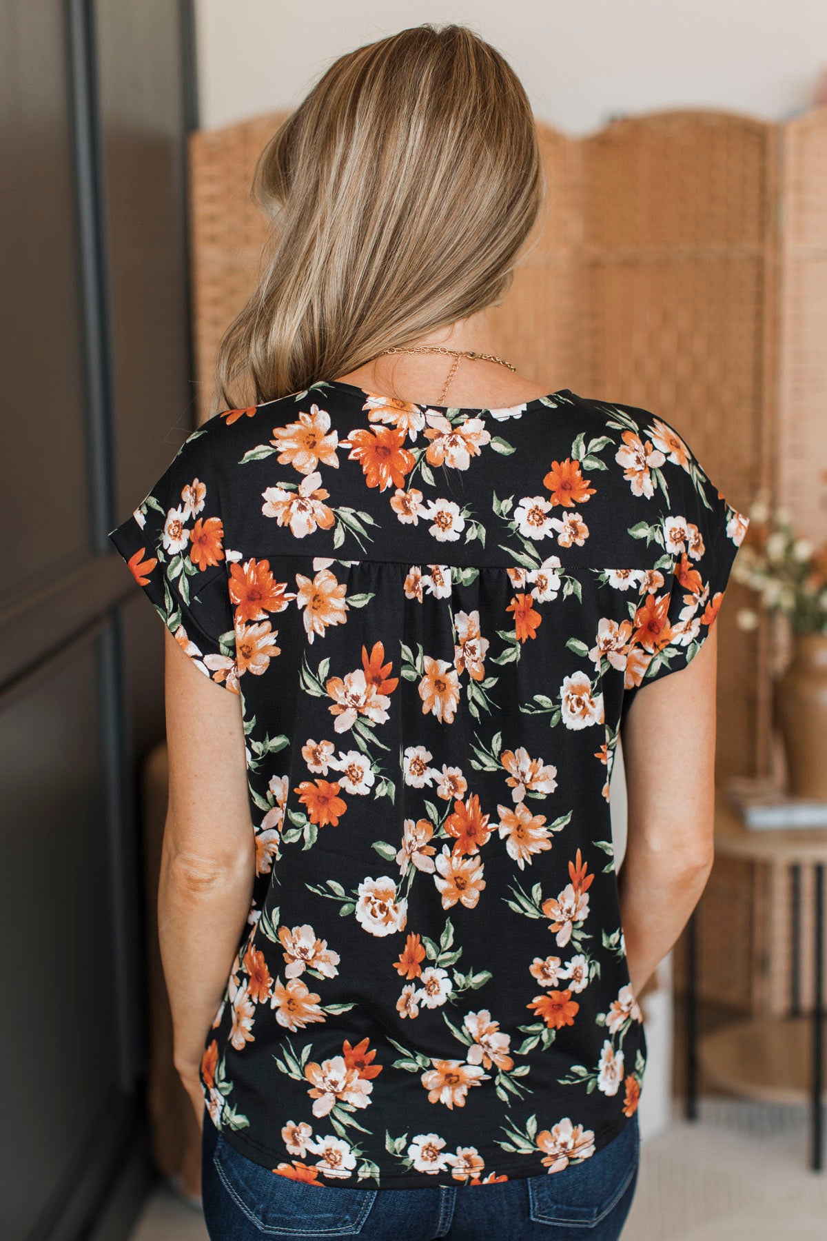 The Moment You Smiled Floral Top- Black & Rust