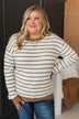 Favorite Moments Striped Sweater- White & Taupe