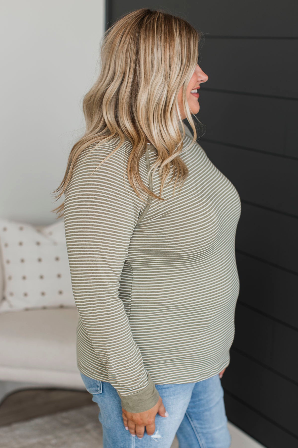 Undeniably Yours Striped Top- Light Olive