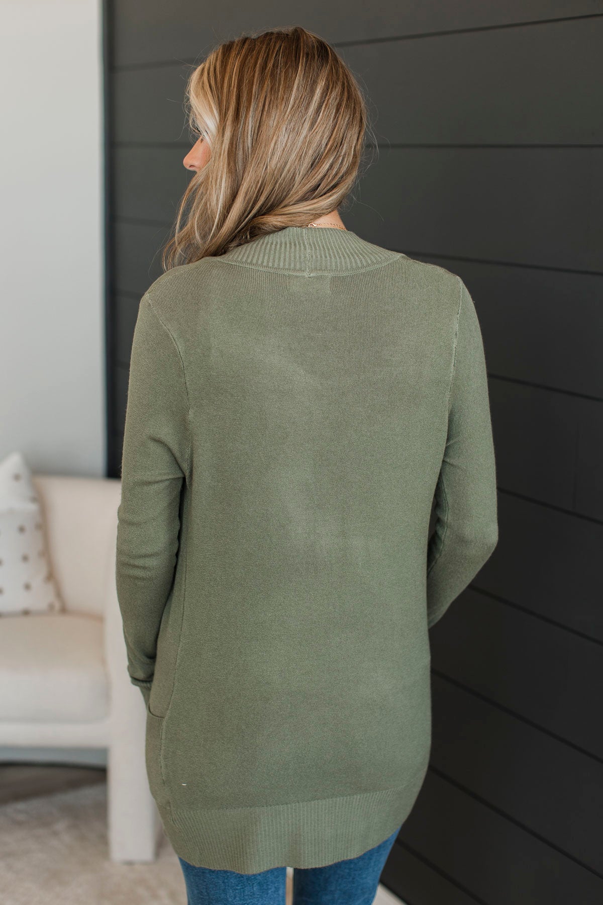 Comfortable With Myself Knit Cardigan- Dusty Olive