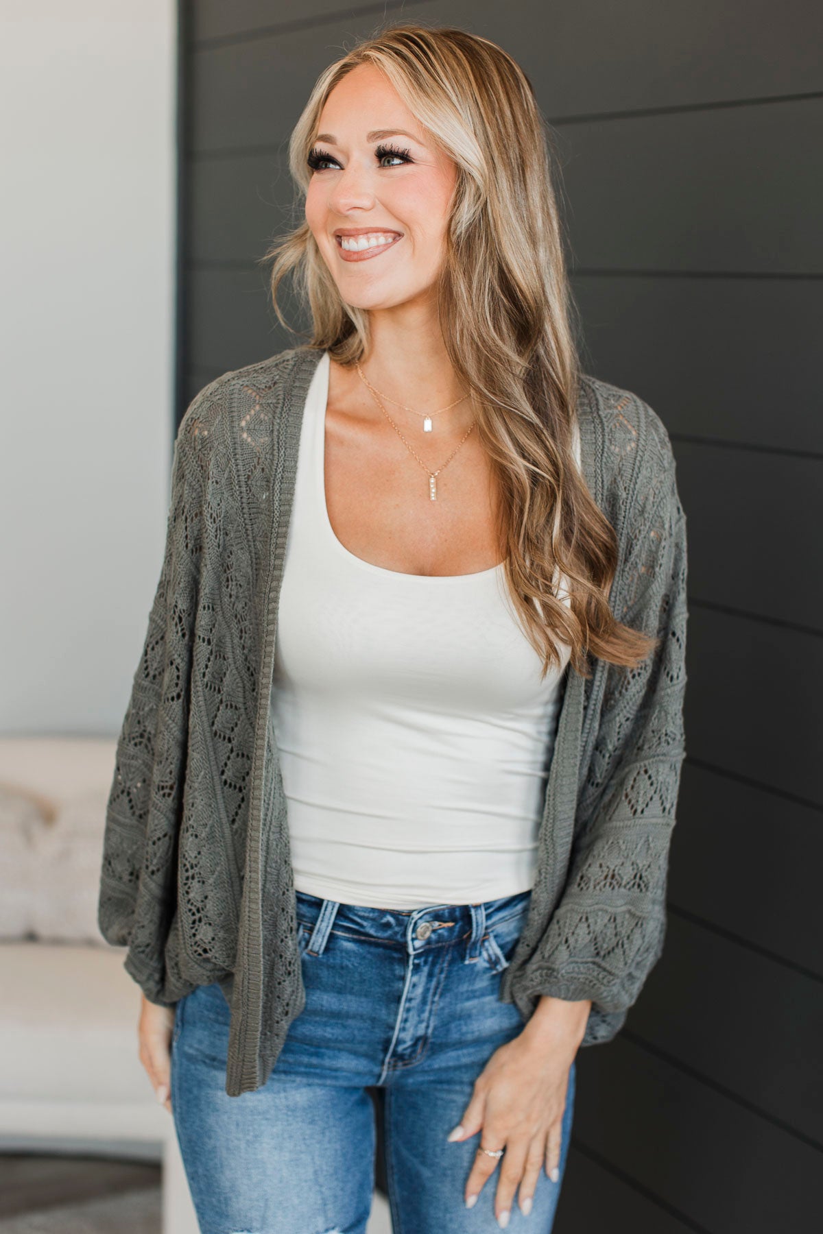 Rooftop Romance Knit Cardigan- Dusty Olive