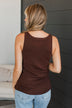 Undeniably Perfect Ribbed Tank Top- Dark Brown