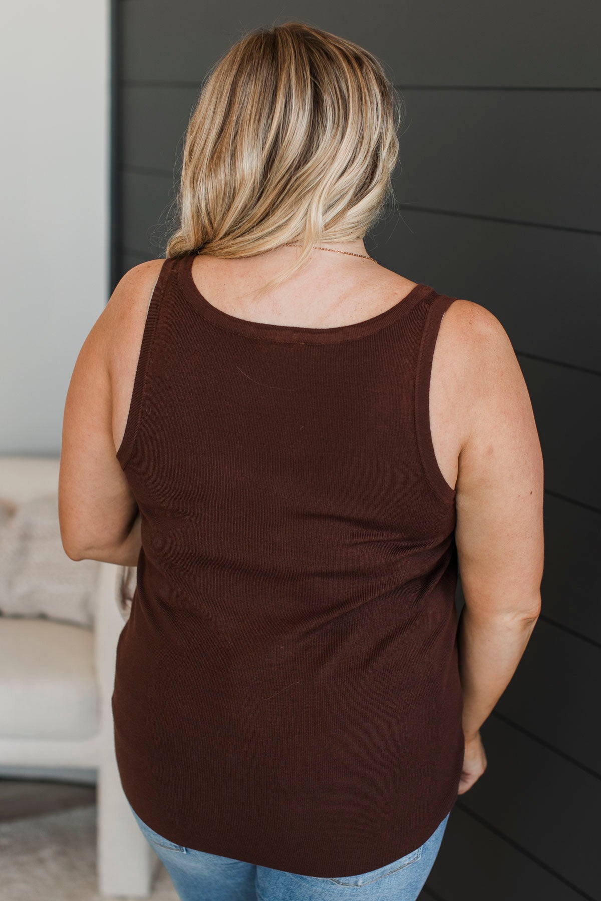 Undeniably Perfect Ribbed Tank Top- Dark Brown