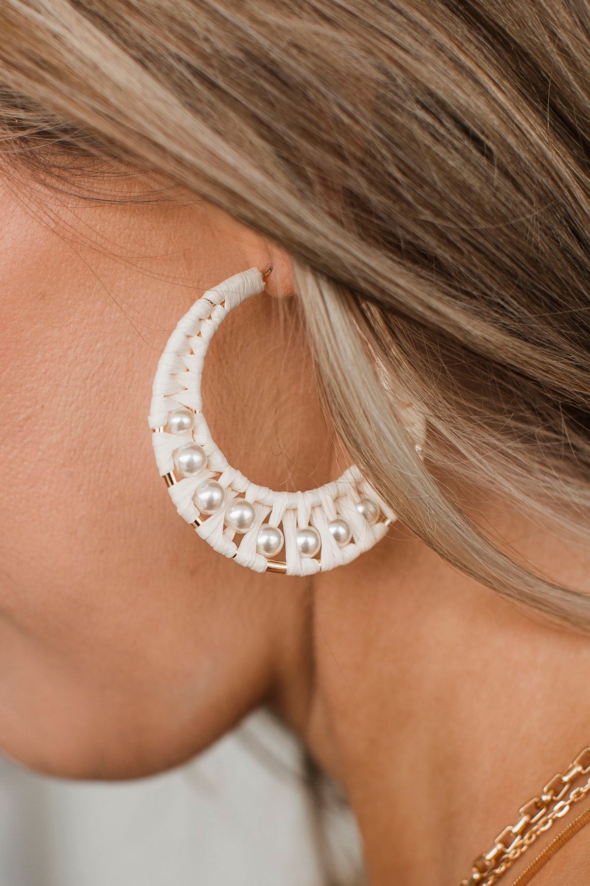 Memorable Style Beaded Hoop Earrings- Ivory