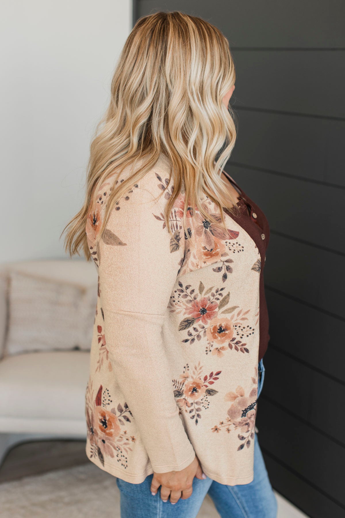 Love In Your Eyes Floral Cardigan- Khaki