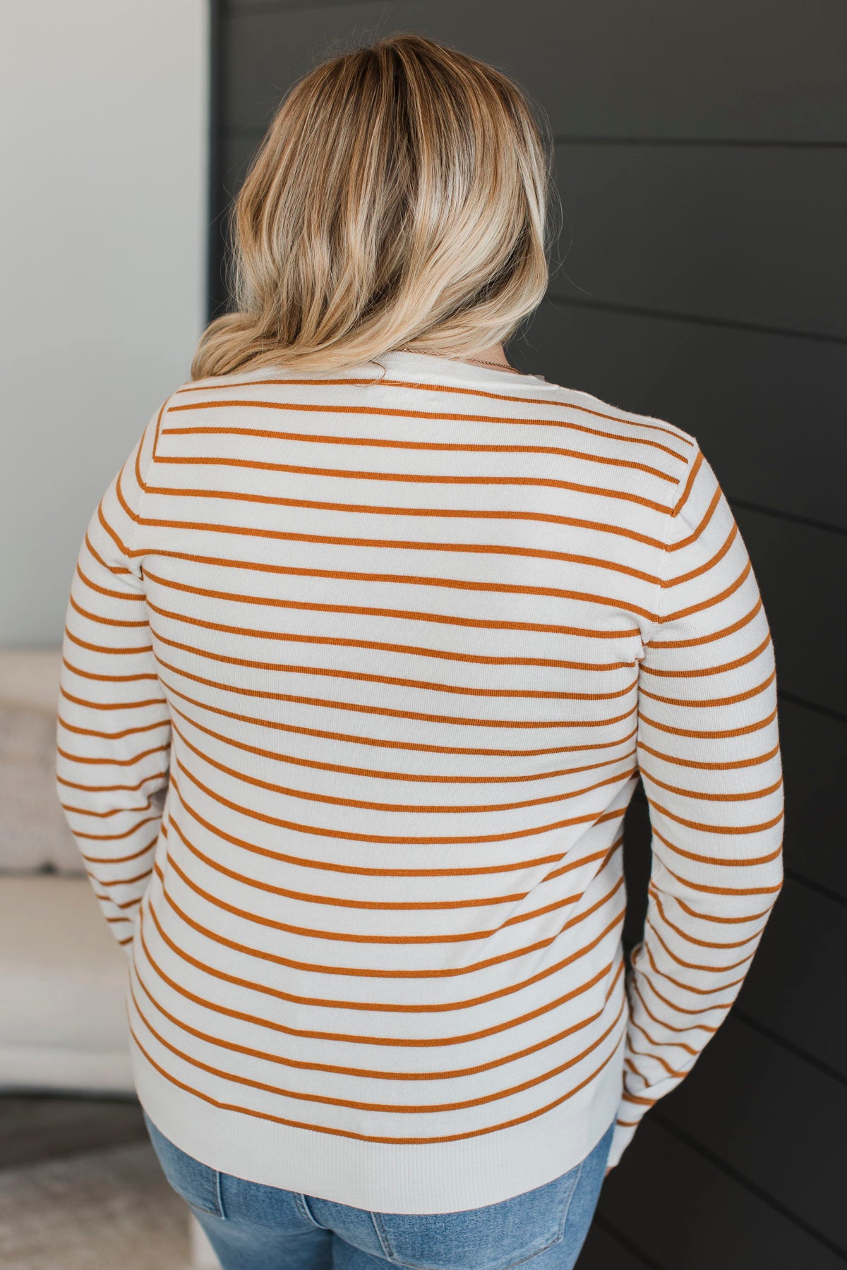 Break From Reality Striped Sweater- White & Marigold