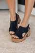 Corky's Miss Carley Wedge Sandals- Navy