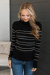 Call Me Sweetheart Striped Sweater- Black