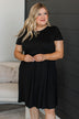 Calls For A Celebration Short Sleeve Dress- Black