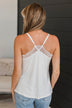 Quite Delightful Lace Trimmed Tank Top- White