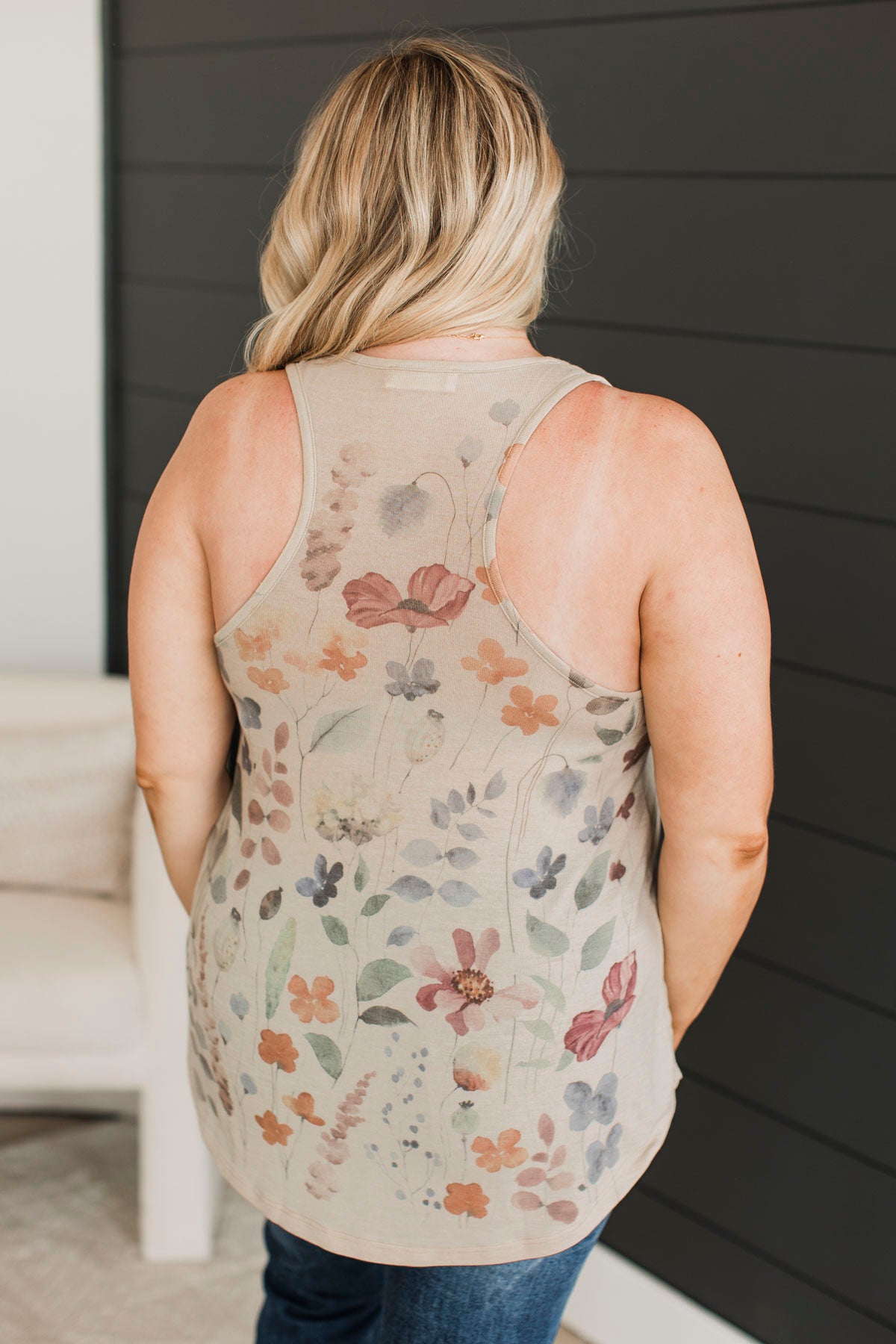 Forever In Bloom Floral Tank Top- Taupe