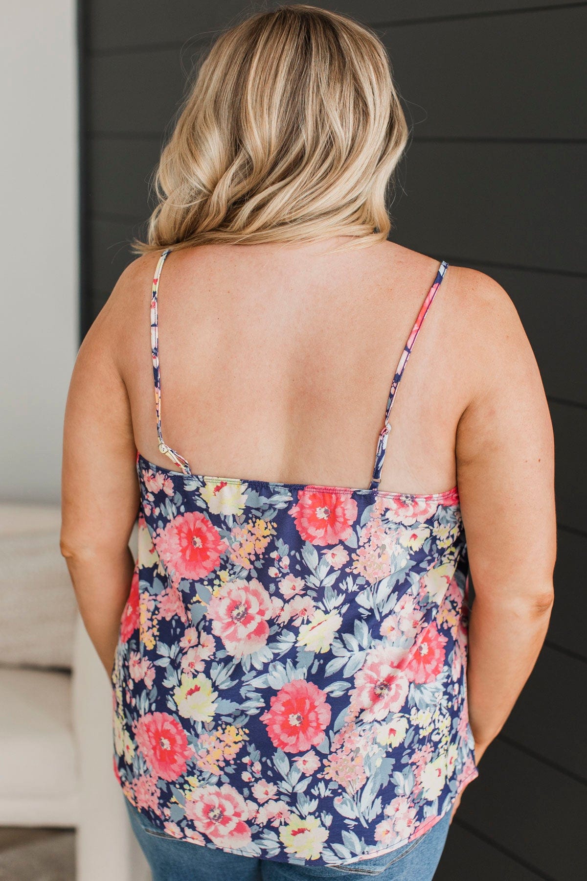 Ready For The Future Floral Tank Top- Navy & Pink