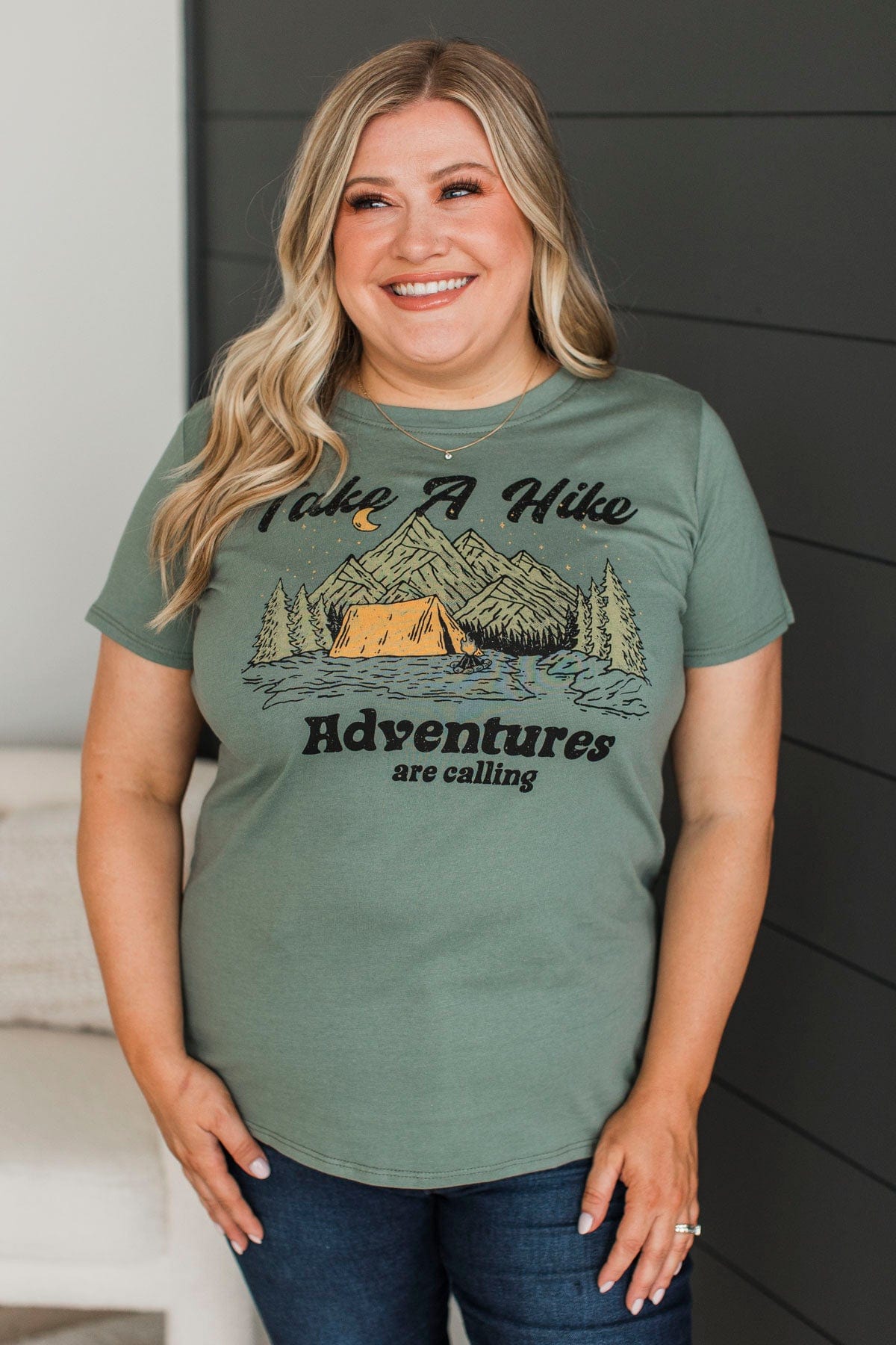 "Take A Hike" Graphic Tee- Olive