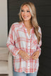 Going The Distance Plaid Top- Ivory & Pink