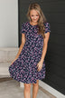 See For Myself Floral Dress- Navy & Pink