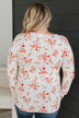 Feels Like Fate Floral Henley Top- Ivory & Coral