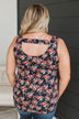 Arms Around Me Floral Tank Top- Navy