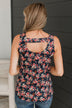 Arms Around Me Floral Tank Top- Navy