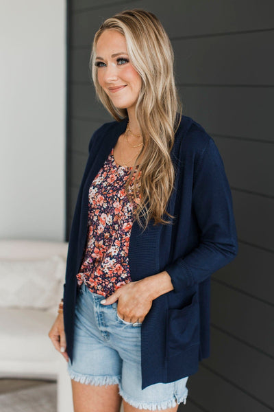 As Easy As Can Be Cardigan- Navy – The Pulse Boutique