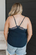 In My Heart Lace Trimmed Tank Top- Navy