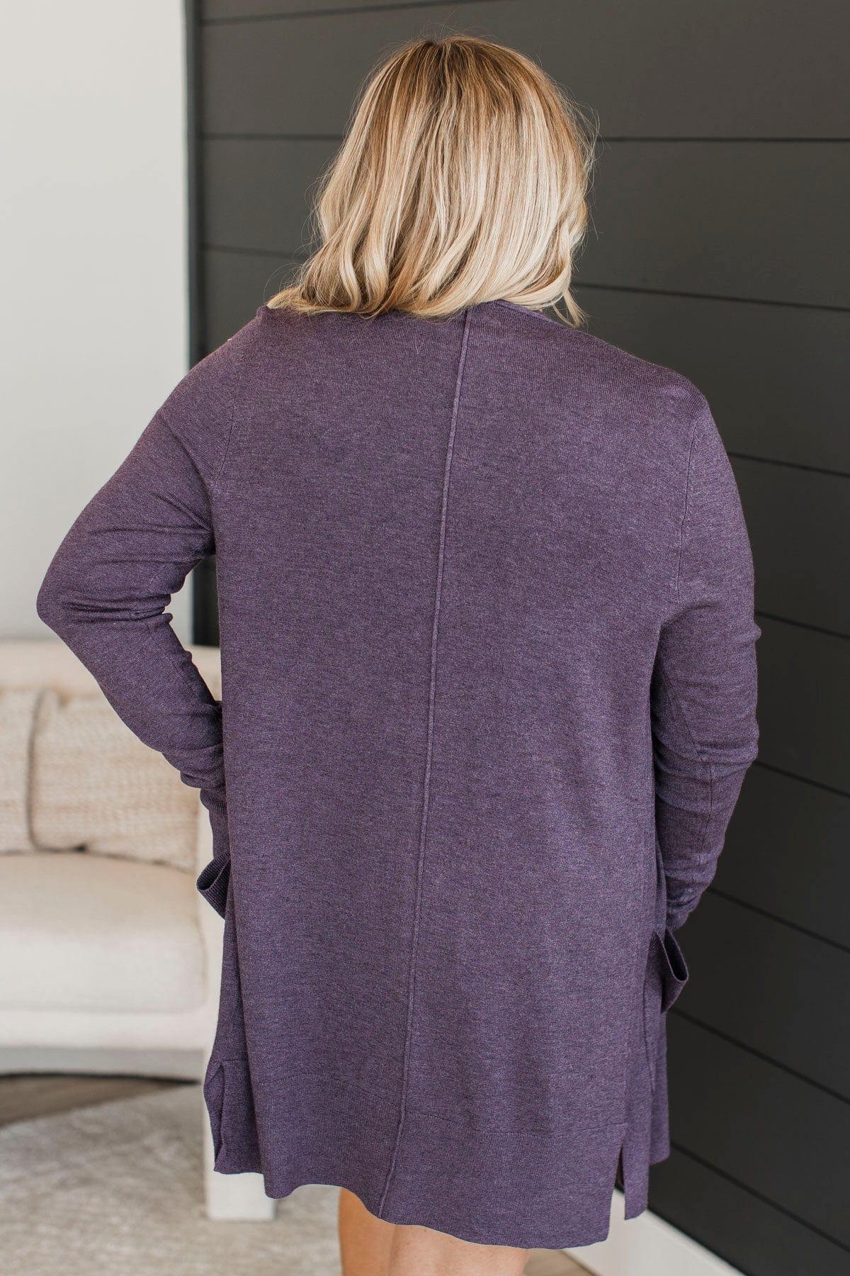 Can't Resist This Knit Cardigan- Eggplant