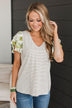 Hitting Milestones Ruffle Sleeve Top- Ivory & Green