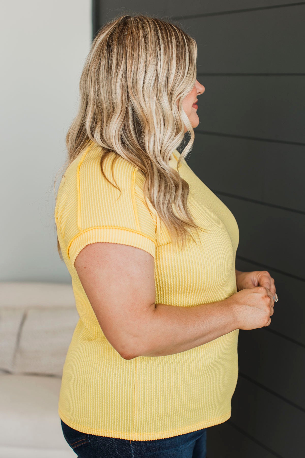 Be Your Number One Ribbed Top- Yellow