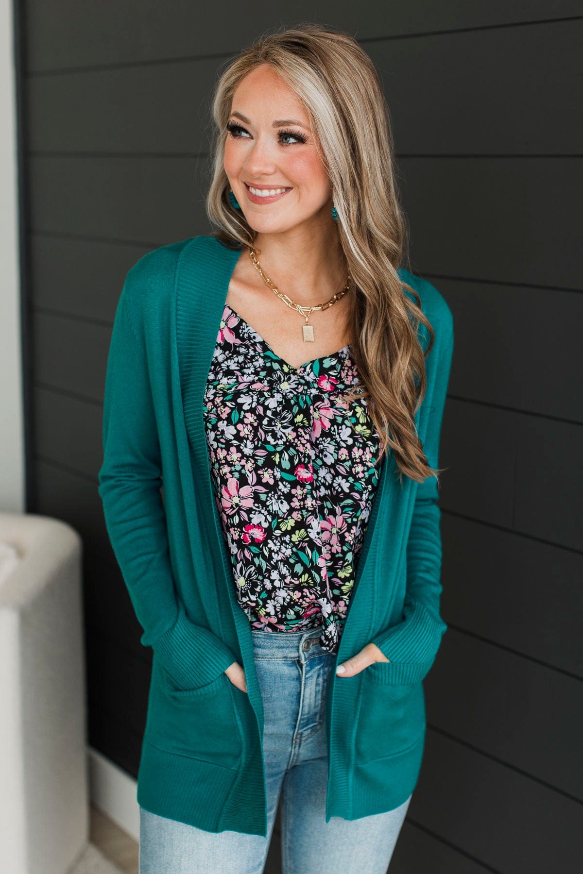 As Easy As Can Be Cardigan- Teal