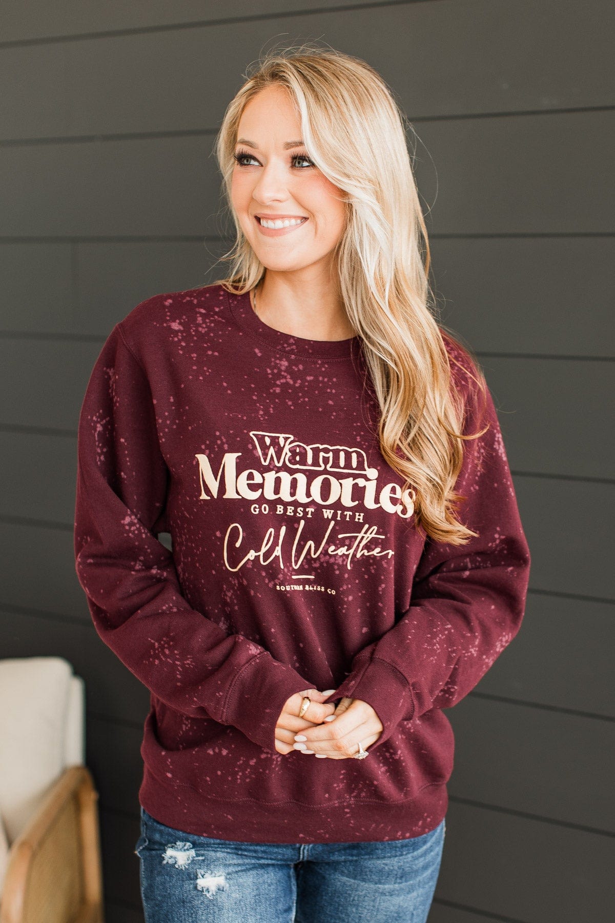 Warm Memories Crew Neck Pullover Burgundy